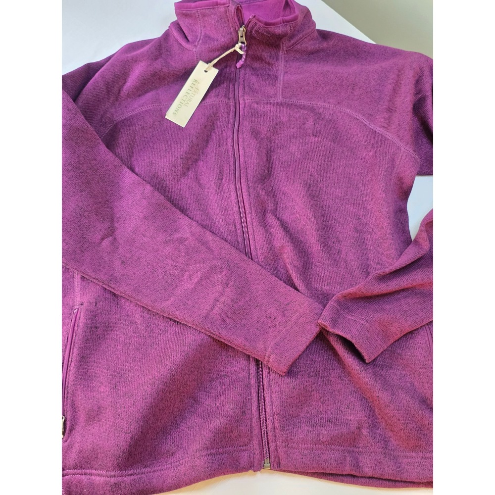 Natural Reflections Womens XL Dark Purple Full Zip Sweater Fleece Jacket NWT